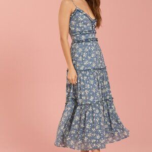Floral Midi Dress Altar'd state dusty blue Large
